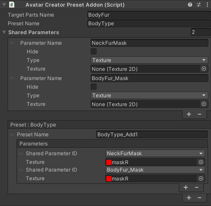 BodyFur settings
